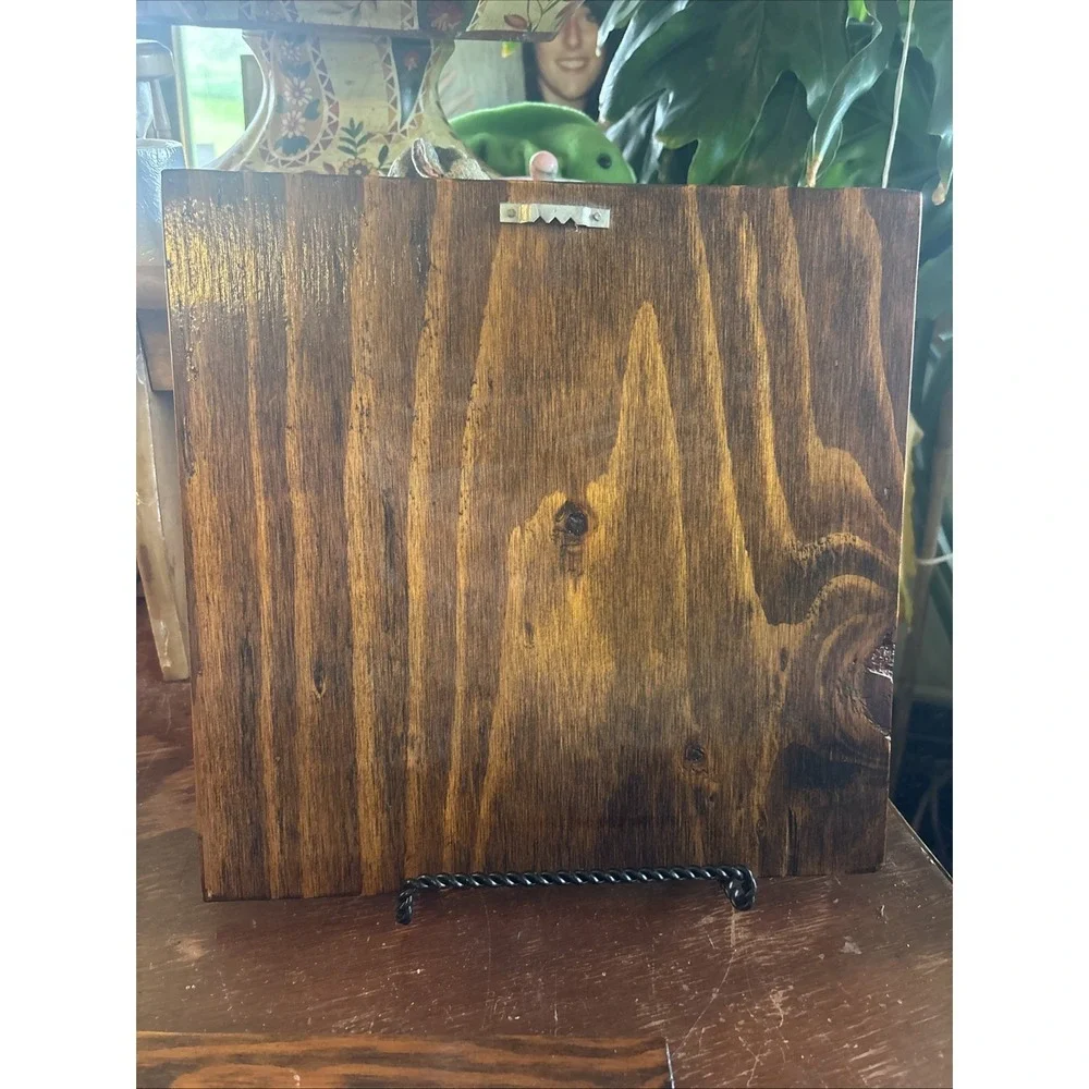 Square Wall Mirror Set with Country Ducks Brown In Chef Hats Wood Frame